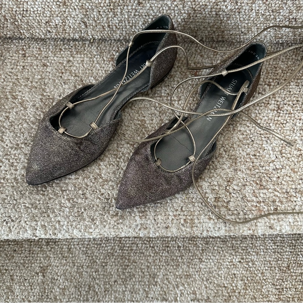 Stuart Weitzman Gilligan Sparkly Ballet Flat Size 8 Made in Spain